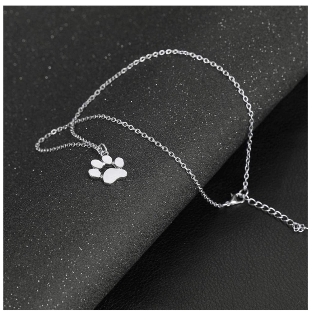 Silver alloy puppy dog paw necklace